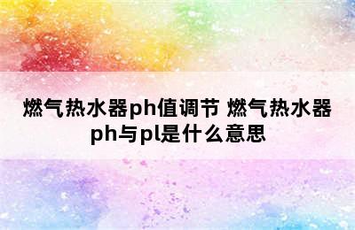 燃气热水器ph值调节 燃气热水器ph与pl是什么意思